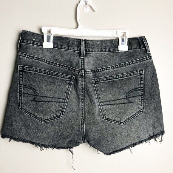 American Eagle Cut Off Hi Rise Girlfriend Denim Shorts 2 Black Womens - Picture 5 of 14